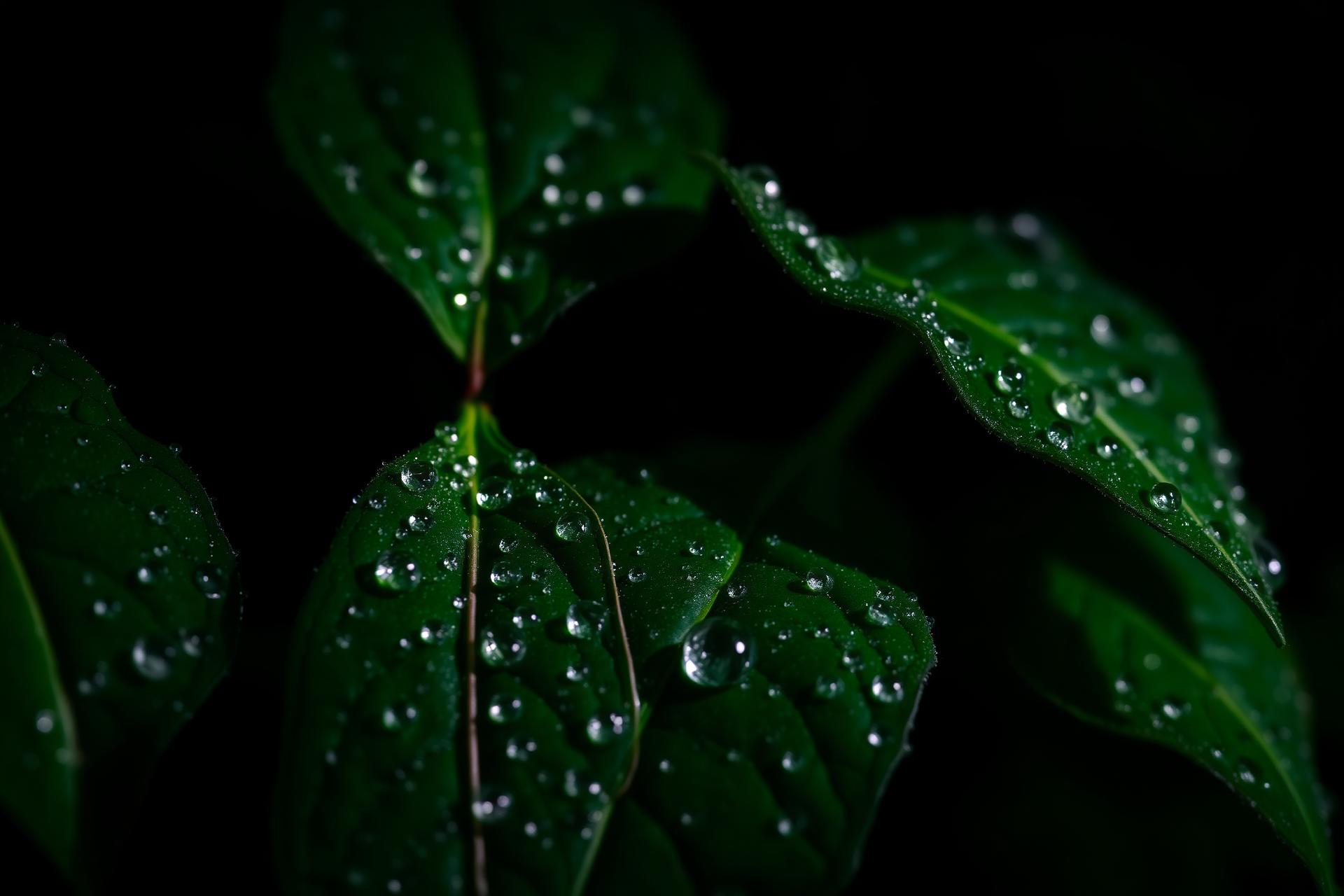 Japanese knotweed leaves with morning dew